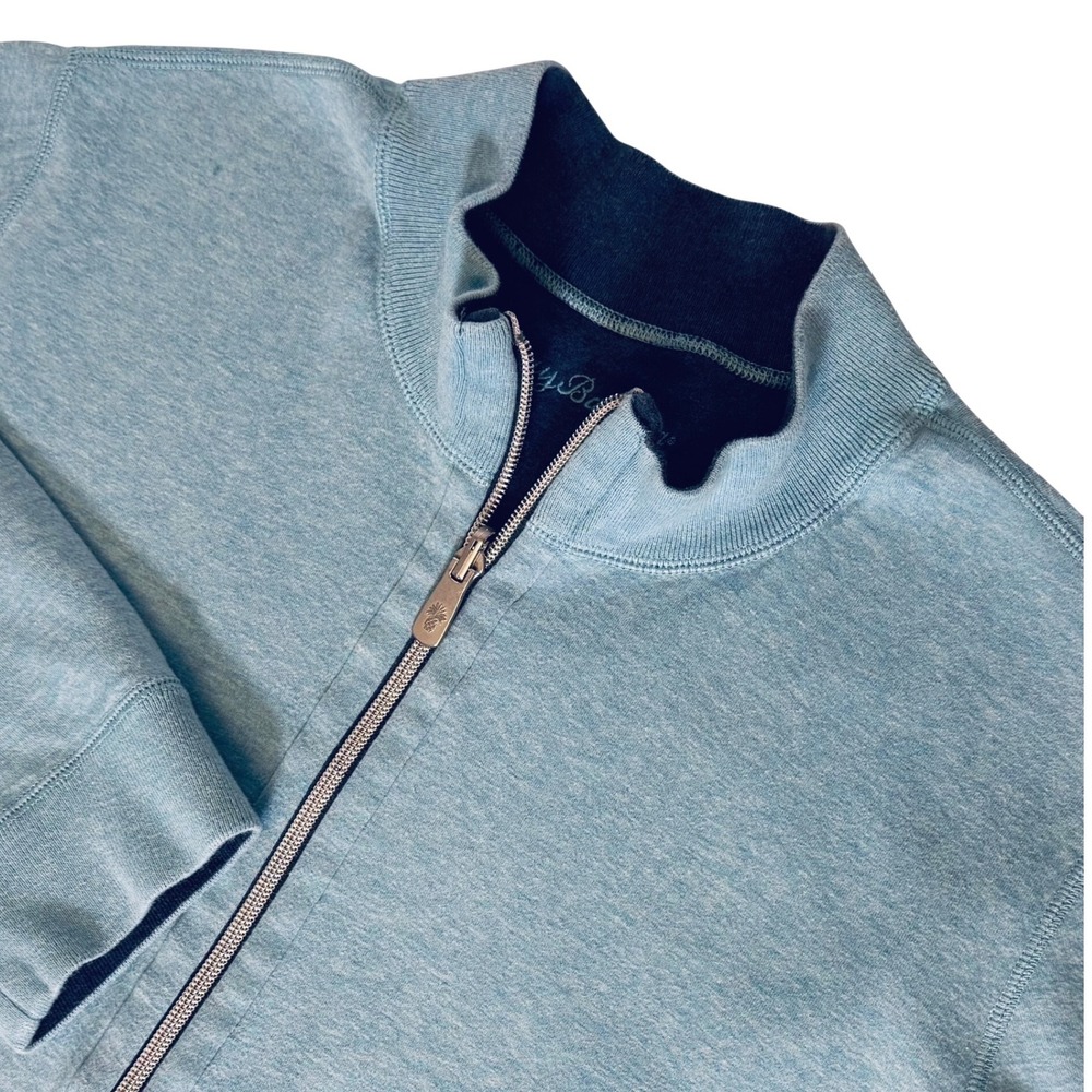 Tommy Bahama Mens MEDIUM Light Blue Quarter Zip Pullover Sweatshirt ‎ Pineapple